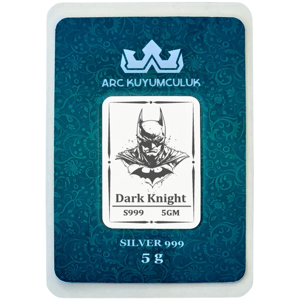 Karanlıkta Parlayan Gölgelerin Kahramanını Simgeleyen Hediyelik 5 Gram 999 Ayar Gümüş Külçesi-695 ürün görseli