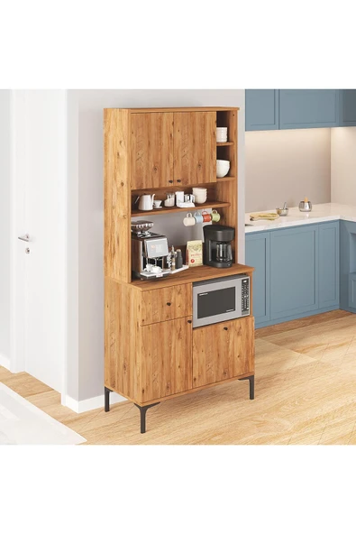 ZEYTUN Kahvenza Kahve Köşesi Dolabı – Atlantik Renk, Raflı, Modern Tasarım, Kahve Makinesi Standlı - 4