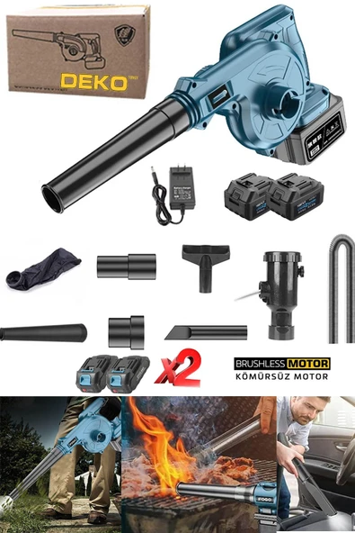 Deko Çok Fonksiyonlu Yaprak Üfleme Toz Toplama Makinesi Lithum 40V Çift Bataryalı Hortumlu Full Set - Resim 2