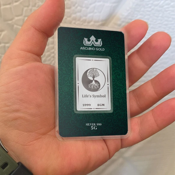 Yin Yang Sembolü ile Bütünleşen Ağaç Temalı Hediyeye Özel 5 Gram 999 Ayar Gümüş Külçesi-691 - 3