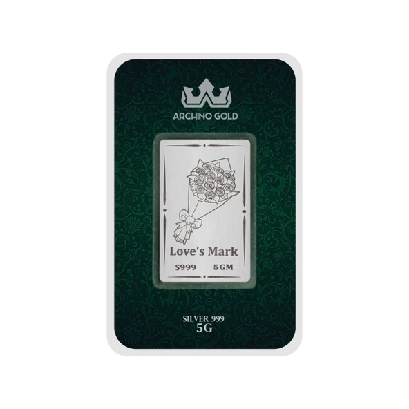 Hediyeye Özel 5 Gram Aşk ve Çiçek Motifleri ile Büyüleyici Tasarıma Sahip 999 Ayar Gümüş Külçesi-688