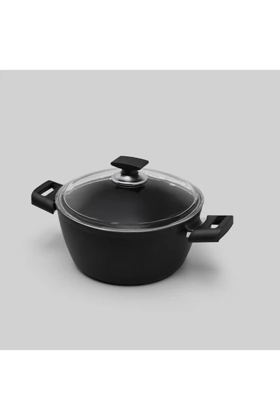 Hisar Optima Ares Titanyum Derin Tencere 24 Cm Siyah