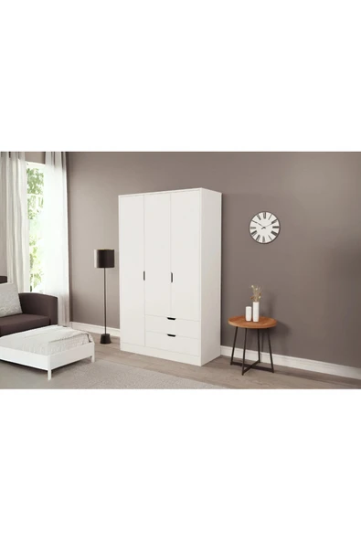 ZEYTUNHOME Moderno Trio 3 Kapaklı 2 Çekmeceli Gardırop – Şık ve Fonksiyonel Depolama Alanı - 2