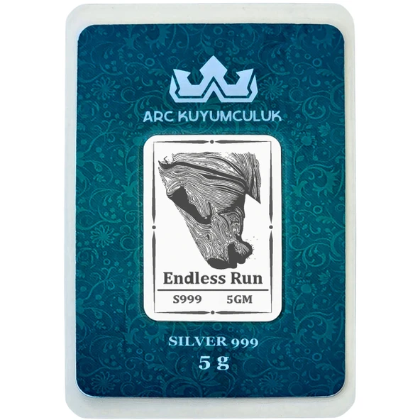 Zarif At Temalı 999 Ayar Gümüş ile Tasarlanmış Hediyeye Özel 5 Gram Gümüş Külçesi-701 ürün görseli