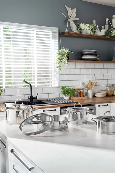 Hisar Luna İndüksiyon Tabanlı 8 Parça Süzgeçli Çelik Tencere Seti