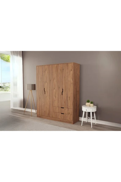 ZEYTUNHOME Moderno XL 4 Kapaklı 2 Çekmeceli Gardırop – Geniş Aileler İçin Şık Çözüm - 2
