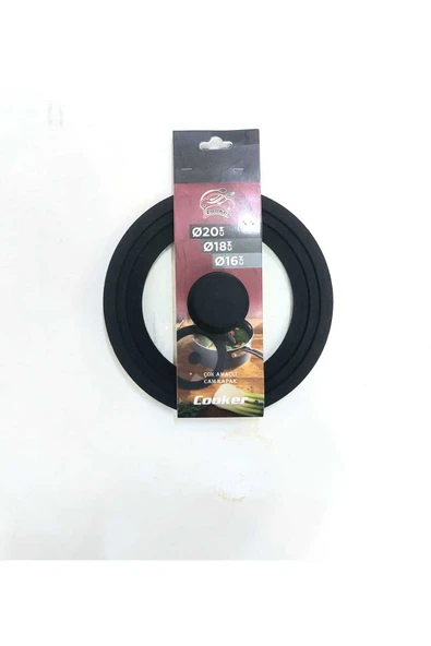 ERGENÇLER Evrensel 3 adet 9 Boyutlu Kademeli Silikon Kenarlı Cam Tencere&Tava Kapak Seti - Resim 2