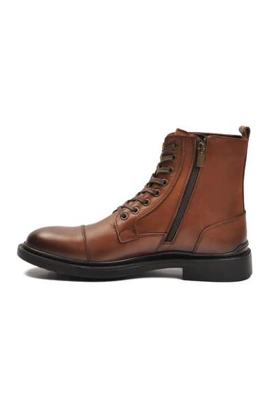 Aspor Taba Hakiki Deri Polarlı Fermuarlı Erkek Klasik Bot - 2