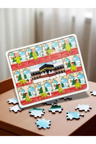 Dini Eğitici Eğlenceli Renkli Abdest ve Namaz Puzzle Erkek Çocuklar Için Ikili Oyuncak Seti - 3