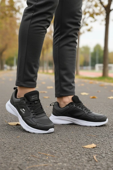 Slazenger Siyah Beyaz Bağcıklı Erkek Spor Ayakkabı - Resim 3