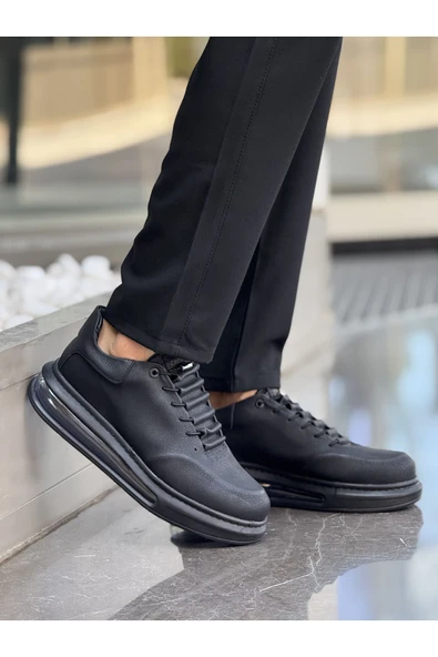 Pabucmarketi Bağcıklı Erkek Casual Ayakkabı Siyah (Siyah Taban) - Resim 3
