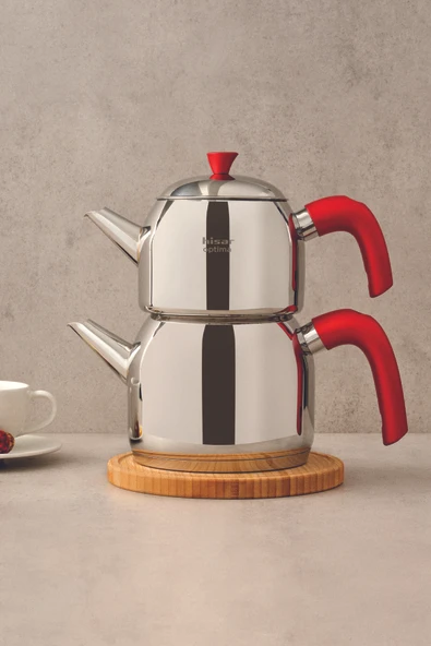 Hisar Optima Mars İndüksiyon Tabanlı Midi Çelik Çaydanlık Kırmızı - 3
