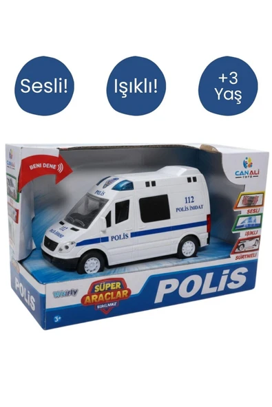 Sesli ve Işıklı Polis Aracı – Sürtme Güçlü Oyuncak Araç (112 Polis İmdat)