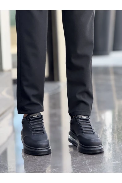 Pabucmarketi Bağcıklı Erkek Casual Ayakkabı Siyah (Siyah Taban) ürün görseli
