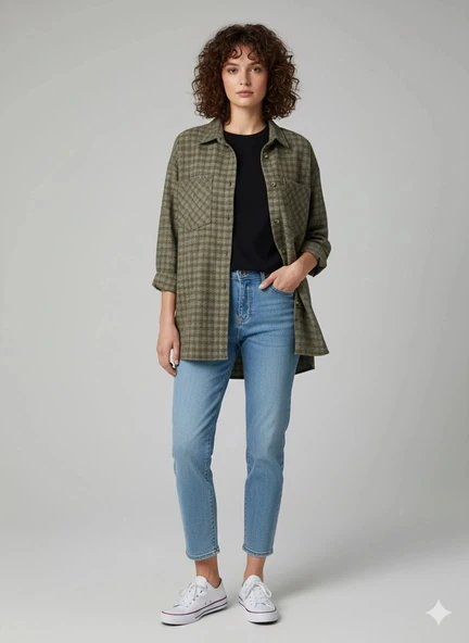 Çift cepli oduncu gömlek vizon ha1212789 ürün görseli