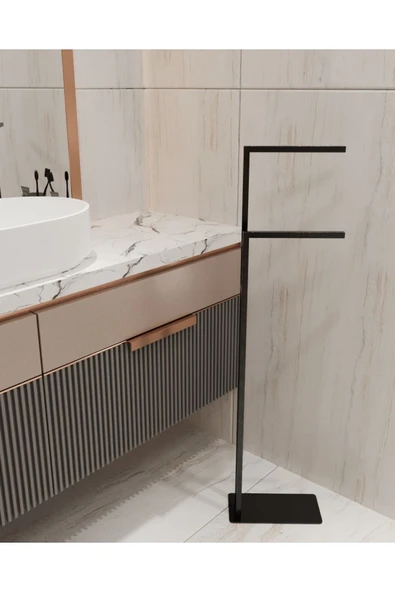 AJU Havluluk Kağıt Havlu Askısı Siyah Metal Malzeme Kurulum Gerektirmez Devrilmez Banyo Düzenleyici - 4