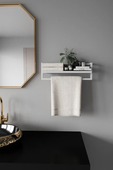 AJU Havluluk Banyo Rafı Havlu Askısı Şal Aksesuar Bakım Ürünleri Banyo Mutfak Düzenleyici Baharatlık Raf - 5