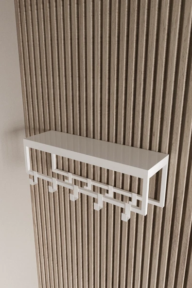 AJU Modern Duvar Askılığı | Raflı Metal Askılık | Dekoratif Giriş ve Antre Düzenleyici - 7