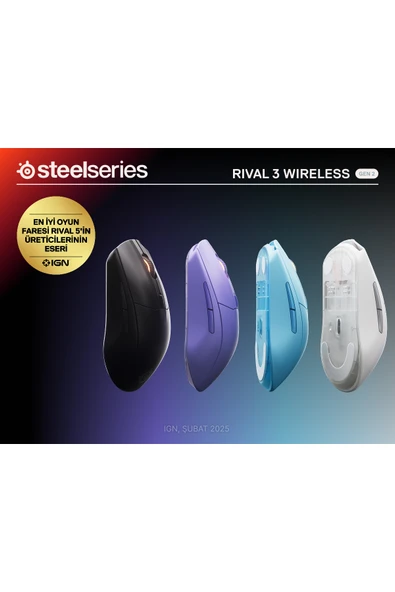 (OUTLET) SteelSeries Rival 3 Wireless Gen 2 Kablosuz Optik 6 Tuş 8500DPI Aqua Gaming (Oyuncu) Mouse - Resim 3