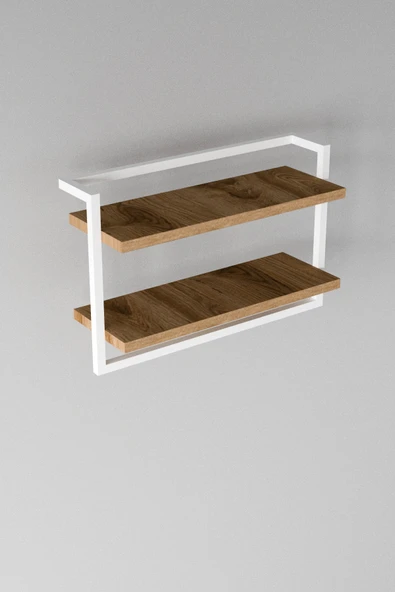 AJU Havluluk 2Katlı Kitaplık Aksesuar Rafı Ev Banyo Mutfak Düzenleyici Duvara Kolay Monte Çok Amaçlı Raf - 8