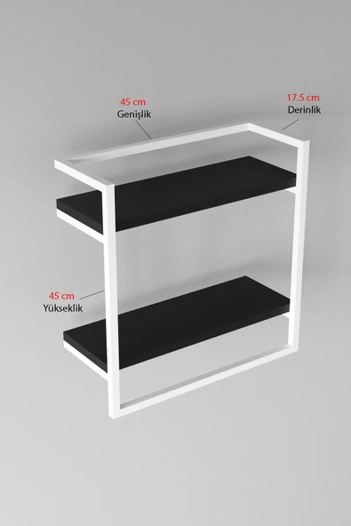 AJU Havluluk 2 Katlı Duvara Monte Raf Aksesuarlık Şal Askılığı Banyo Mutfak Düzenleyici Çok Amaçlı Raf - 7