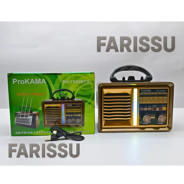 BK-7050BTS Nostaljik Solar Radyo | AM/FM/SW 3 Bant | Bluetooth, USB/TF Müzik Destekli | El Fenerli - 8