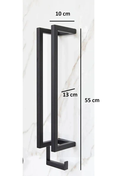 AJU Tuvalet Kağıtlığı - Duvara Monte Tuvalet Kağıdı Ve Havlu Depolama Ürünü - Wc Kağıtlık Mat Siyah - 2