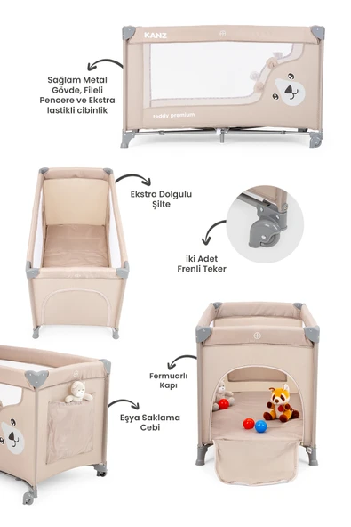Kanz Teddy Premium Oyun Parkı ve Park Yatak Bej 60 x 120 - 3