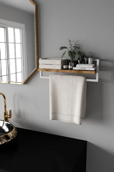 AJU Havluluk Banyo Rafı Havlu Askısı Şal Aksesuar Bakım Ürünleri Banyo Mutfak Düzenleyici Baharatlık Raf - 4