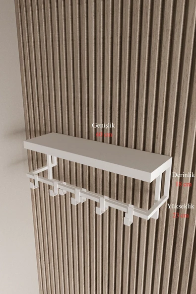 AJU Raflı Metal Duvar Askılığı – Modern Ceket, Mont, Havlu ve Şemsiye Askısı - 7