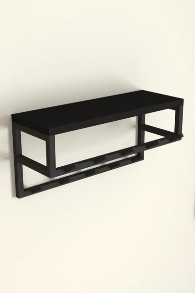 AJU Raflı Duvar Askılığı Portmanto Modern Metal Askılık Hol Koridor Mutfak Banyo Havlu Elbise Askısı - 6