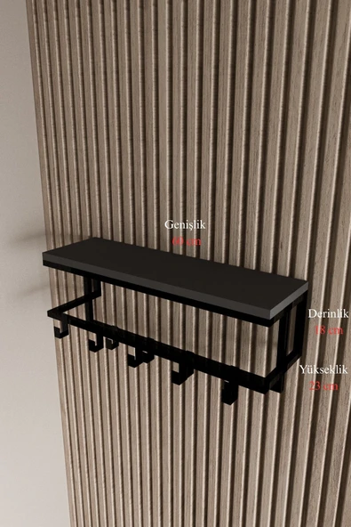 AJU Raflı Metal Duvar Askılığı – Modern Ceket, Mont, Havlu ve Şemsiye Askısı - 7