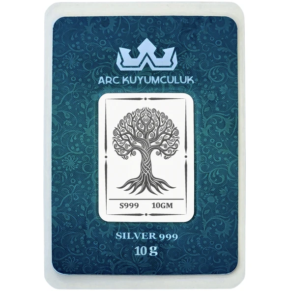 999 Ayar Gümüş Tasarımlı Görkemli Ağaç Temalı Hediyeye Özel 10 Gram Gümüş Külçesi-693 ürün görseli