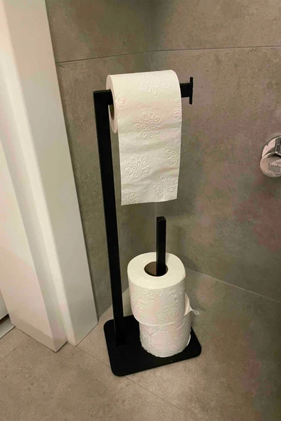 AJU Tuvalet Kağıtlığı Yedekli Özel Tasarım Ağır Döküm Ayaklı Devrilmez Banyo Tuvalet Kurulum Gerektirmez - 6