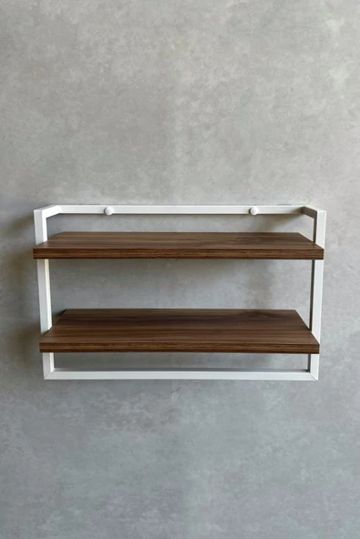 AJU Havluluk 2Katlı Kitaplık Aksesuar Rafı Ev Banyo Mutfak Düzenleyici Duvara Kolay Monte Çok Amaçlı Raf - 5