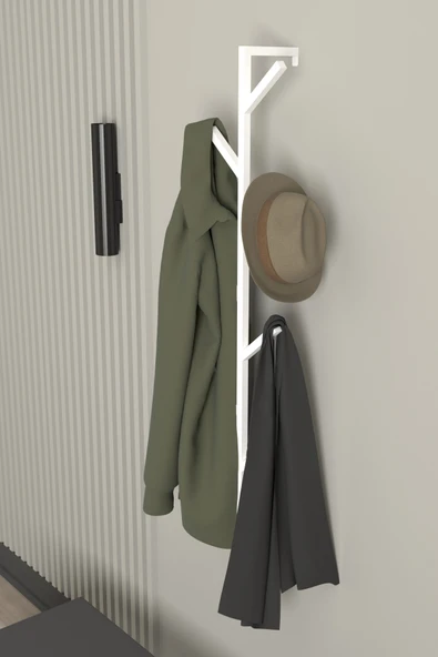 AJU 9 Kollu Antre Hol Metal Askılık - Çanta Şal Mont Havlu Bornoz Çok Amaçlı Fidan Askılığı - Beyaz - 4