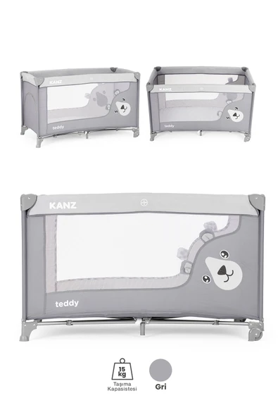 Kanz Teddy Oyun Parkı ve Park Yatak Gri 60 x 120 - 2
