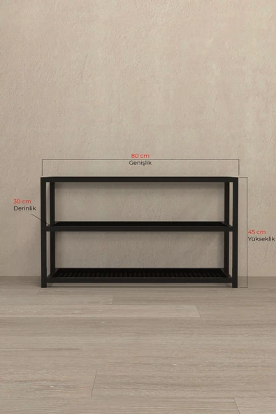 AJU Ayakkabılık Geniş Metal Modern Tasarım 3 Katlı Ayakkabı Rafı Dolabı Açık Vestiyer - 6