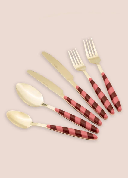 The Mia Joy Çatal Kaşık Bıçak Takımı Pembe Gold 36 Parça - Resim 3