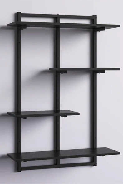 AJU Modern Duvar Rafı - 4 Katlı Metal Şık Modern Yüzen Pencere Duvar Rafı Kitaplık Düzenleyici Raf - 5