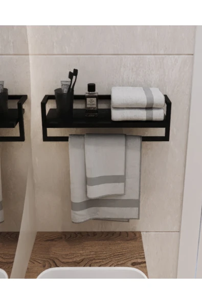 AJU Havluluk Banyo Rafı Sabunluk Şal Askılığı Havlu Askısı Banyo Mutfak Düzenleyici Çok Amaçlı Raf