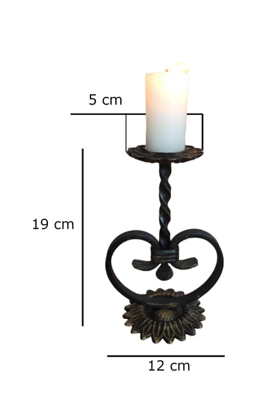 AJU Şamdan Mumluk Ferforje Dekoratif Hediye Metal Ev Bahçe Balkon Ofis Dekorasyonu Eskitme Siyah / Gold. - 4