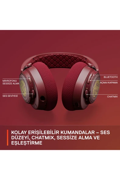 (OUTLET) SteelSeries Arctis Nova 7 Wireless ve Bluetooth Dragon Edition Kablosuz Oyuncu Kulaklığı - Resim 2
