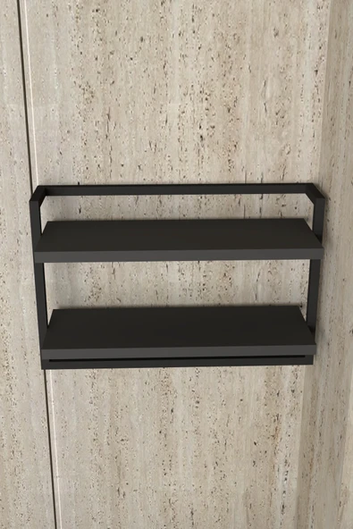 AJU Havluluk 2Katlı Kitaplık Aksesuar Rafı Ev Banyo Mutfak Düzenleyici Duvara Kolay Monte Çok Amaçlı Raf - 5