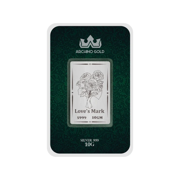 Hediyeye Özel 10 Gram Sevgililer Gününe Özel Çiçek Motifli Romantik Tasarım 999 Ayar Gümüş Külçesi-687 - 2