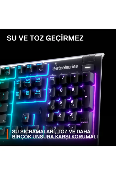 (OUTLET) SteelSeries Apex 3 Kablolu IP32 Suya Dayanıklı RGB Aydınlatmalı Gaming Türkçe Klavye - Resim 6