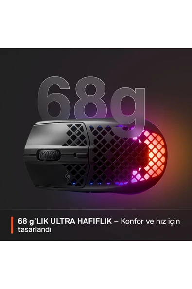 (OUTLET) SteelSeries Aerox 3 Wireless Onyx Kablosuz Gaming Mouse - Siyah - Resim 4
