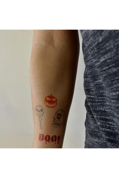 One Spray Tattoo Halloween Dövme Şablon Seti ve Siyah Sprey - Resim 4
