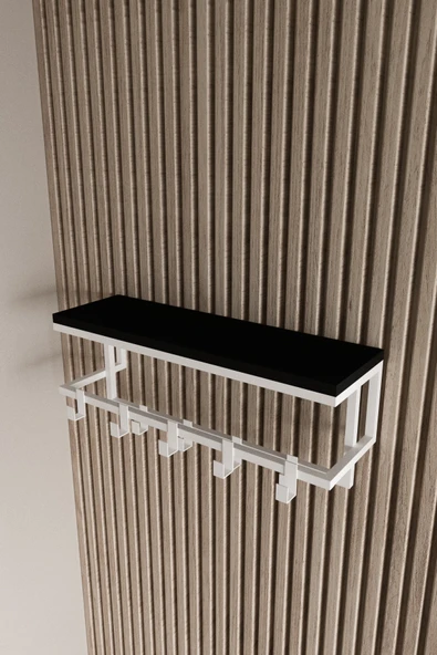 AJU Raflı Metal Duvar Askılığı – Modern Ceket, Mont, Havlu ve Şemsiye Askısı - 6