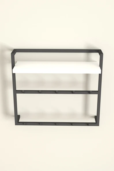 AJU Raflı Duvar Askılığı Portmanto Modern Metal Askılık Hol Koridor Mutfak Banyo Elbise Havlu Askısı - Resim 7